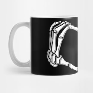 Skeleton Hands forming Heart I love Halloween Mug